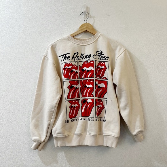 Zara X Rolling Stones Girls Graphic Print Lips Long Sleeve Band Sweatshirt 13-14 - Picture 2 of 9